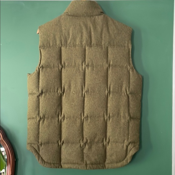Lands' End Men's M Wool Olive Green Quilted Puffer Vest Fall Layering Warm - Picture 6 of 6
